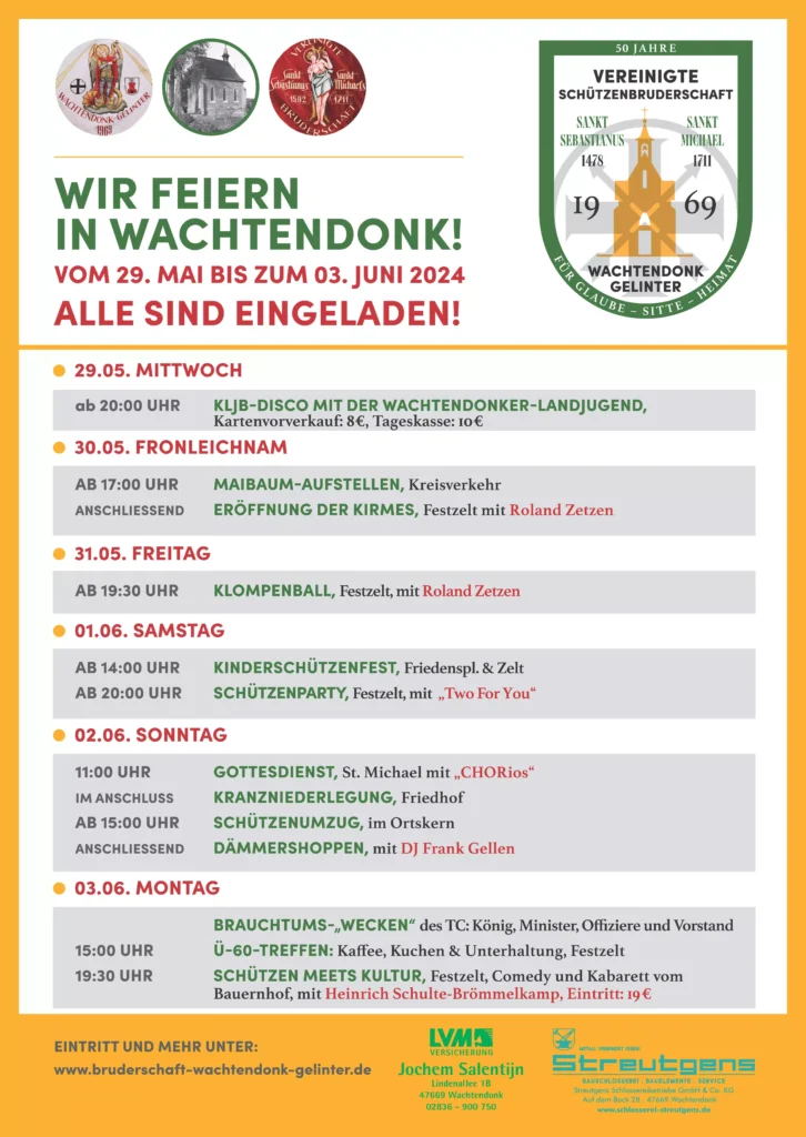 Schützenfest Wachtendonk 2024 Übersicht